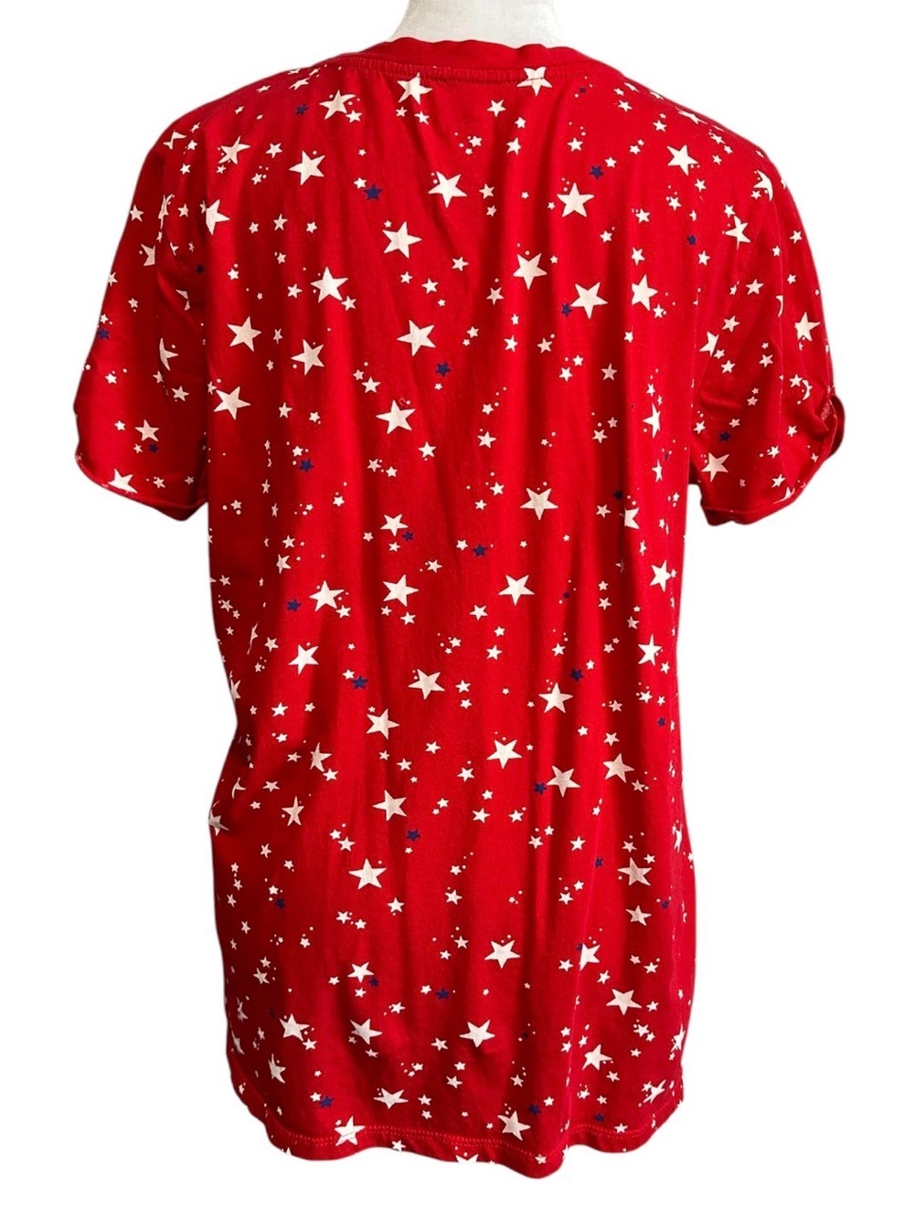 St. John's Bay Red Star-Print Short Sleeve Tee size L 4 of July - Picture 2 of 5